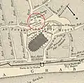 Place Canteloup vers 1450 à Bordeaux, extrait plan de Léo Drouyn (1816-1896)