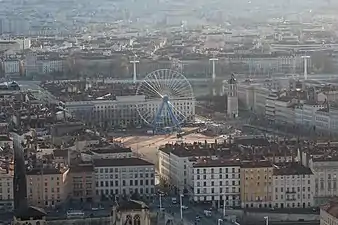 La place Bellecour vue depuis Fourvière.