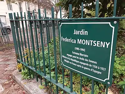 Plaque du jardin.