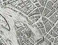 La place Maubert à Paris sur le plan de Quesnel de 1609.