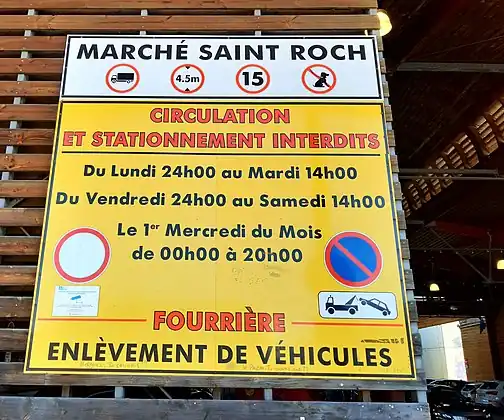 Panneau d'entrée du marché Saint-Roch