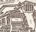 La place des Vosges (détail du plan de Visscher, 1618).