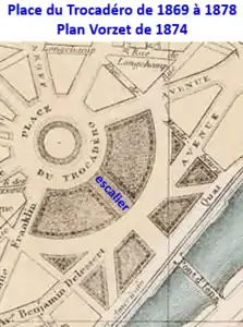 La place et les jardins du Trocadéro de 1869 à 1878.