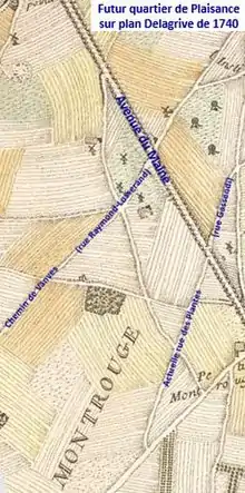 Plaisance sur plan Delagrive de 1740