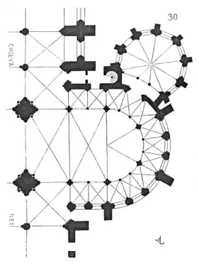 Plan du croisillon sud, en abside.