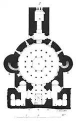 Plan de la crypte de la cathédrale Saint-Bénigne, d'après Eugène Viollet-le-Duc.