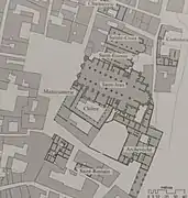 Plan du groupe Cathédral de Lyon, France. 1750, par Bernard Gauthiez.