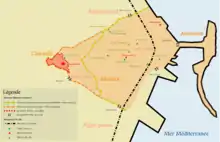 Carte de la Casbah indiquant les différentes parties du quartier.