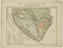 Plan du parc de la Tête-d'Or pour l'exposition universelle de 1894.