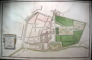 Plan ancien de la ville et de l'abbaye de Sorèze.