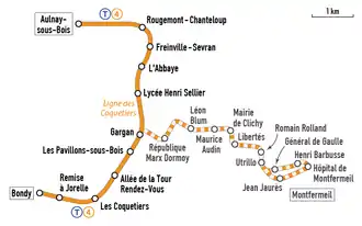 Plan de la ligne actuelle avec celle de la possible extension.