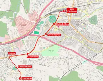 Plan du tramway d'Aubagne.