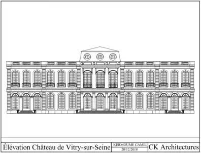 Plan d'élevation du Château de Vitry-sur-Seine par Kermoume Camil.