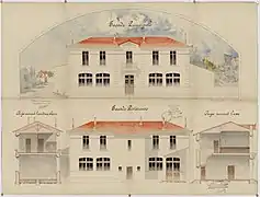 Plan d'une école et de la mairie en 1904.