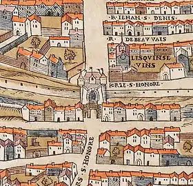 Porte Saint-Honoré sur le plan de Truschet et Hoyau (1550).