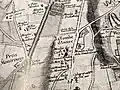 Plan de Roussel (1733). Moulins à vent à proximité de la rue de la Tombe-Issoire.