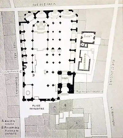 Plan de l'église au XVIIIe siècle.