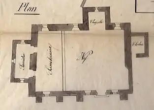 Plan de l'église avant restauration de 1901.