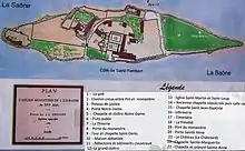 Plan de l'île Barbe du temps de l'abbaye