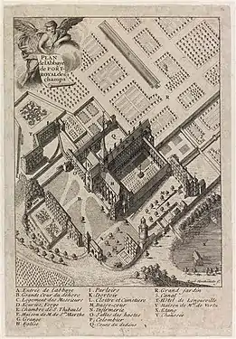 Plan de l'abbaye de Port-Royal des Champs, 1710N : InfirmerieT : Hôtel de Longueville