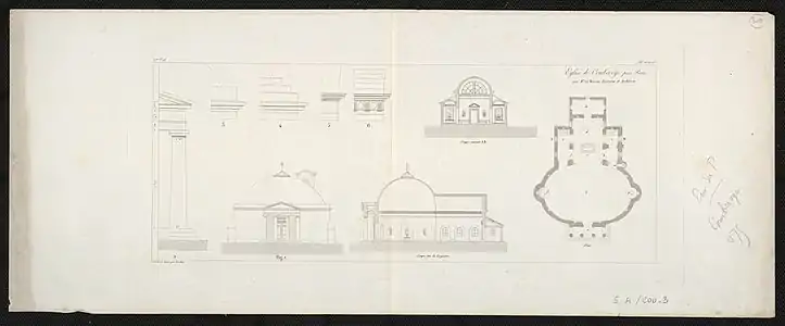 Plan de l'église de Courbevoye, près Paris / par Mr Le Masson ; dessiné et gravé par Thiollet.