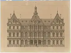 Façade sud du palais du Commerce de la Ville de Lyon, 1868, Architecte René Dardel, Archives municipales de Lyon.