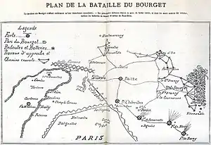 Plan de la bataille du Bourget publié dans Paris-Journal en 1870