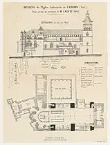 Dessin de l'église cathédrale de Cahors (1850).