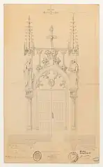Projet de porte pour la sacristie, par P. Petit (1844).