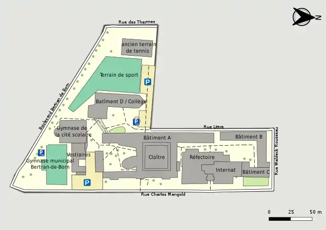 Plan restreint de la cité scolaire.