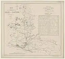 Plan de la commune de Brain-sur-l'Authion en 1874.