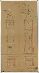Plan de la tour de l'horloge en 1873.