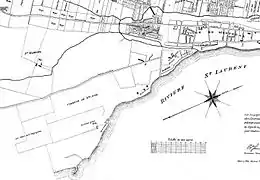 Sur un plan de 1801, on distingue les deux fermes.