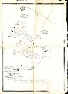  Plan des bois appartenant à l'Hôpital de Beaujeu. Archives départementales du Rhône, sous-série 5 B