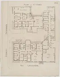 Dessin d'architecte assez simple au tracé et caractères noirs sur fond clair