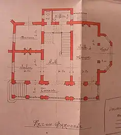 Plan du rez-de chaussée du château du Neufbois. Décembre 1901.