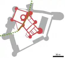 Plan du château de la Tour Neuve superposé à celui du château des ducs.