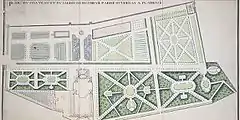 Plan au sol représentant le château et les jardins de Plaisance à Nogent-sur-Marne.