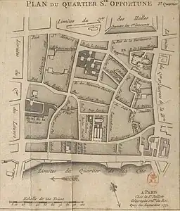 Plan du quartier Sainte Opportune vers 1778