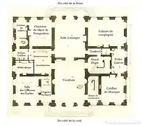 Distribution du rez-de-chaussée de Bellevue, 1750.