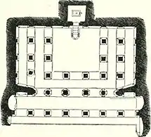 Plan de la grotte III orientée Nord, à Badami. Karnataka. Chalukya, daté 578.