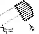 Plan des Sette Sale, d'après un plan des thermes par Piranèse, 1756.