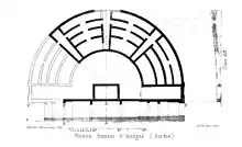 Reproduction en noir et blanc du plan d'un théâtre antique