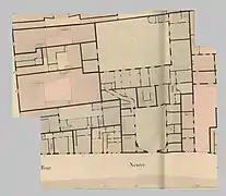 Plan Vasserot de l'hôtel Jabach, avec distribution intérieure du rez-de-chaussée au XIXe siècle