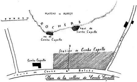 Plan de la colline de Combe-Capellepar Denis Peyrony (1943)