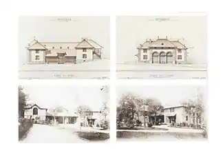 Plans et photo des dépendances (1890 et 1891) par Gustave Brocher.