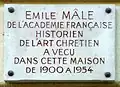 Plaque commémorative à Émile Mâle.