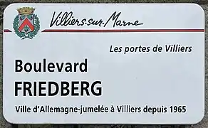 Plaque du boulevard de Friedberg.
