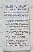 Plaque en souvenir de la caserne de la Pépinière.