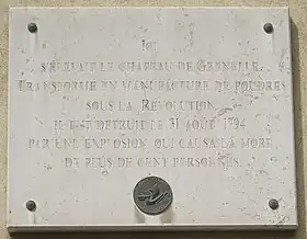 Plaque en hommage au château de Grenelle, 18 place Dupleix (Paris)